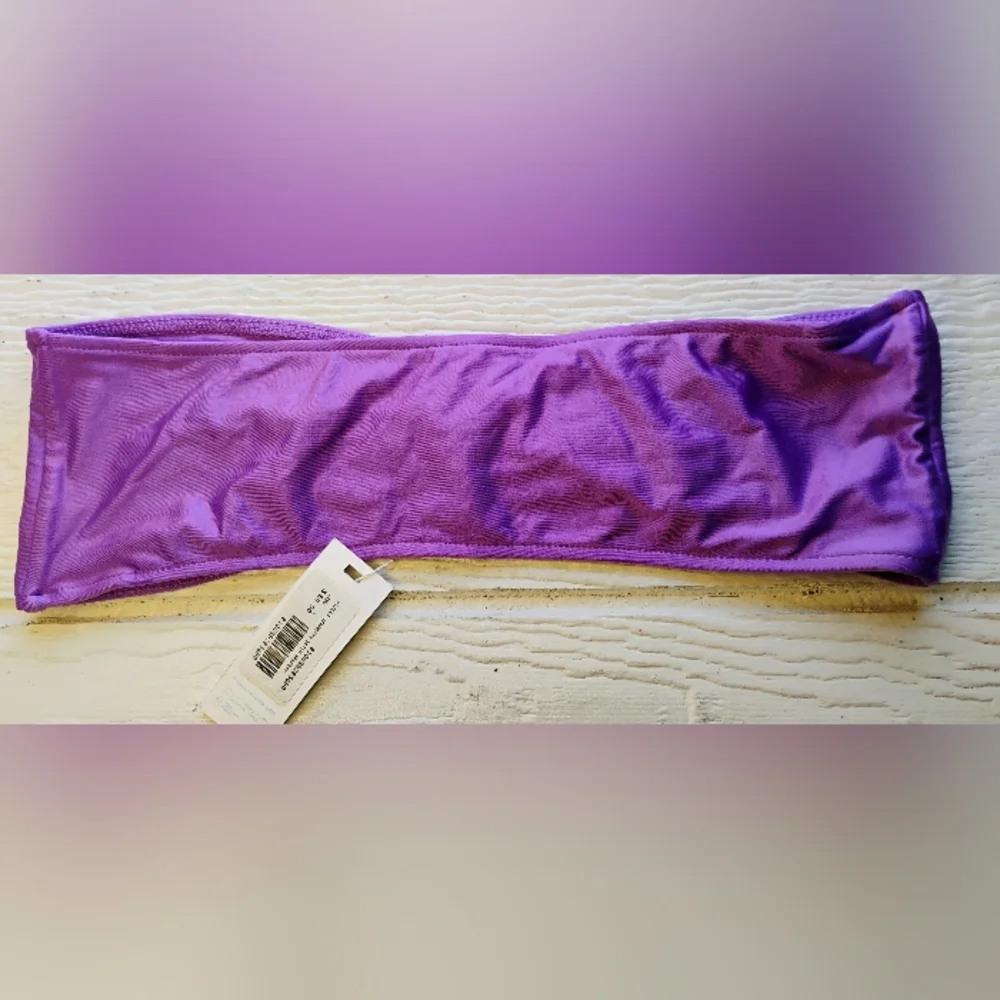 NWT Frankie's Bikinis Purple Bandeau Sz L Swimwear Bikini Top Beach A-2